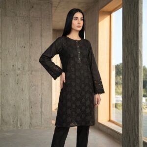 2 Piece Printed Frock Style Dress with Plain Trouser
